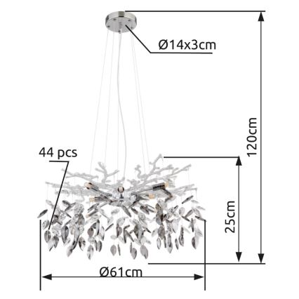 Globo - Lustr na lanku 8xG9/8W/230V pr. 61 cm lesklý chrom