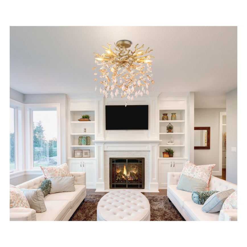 Globo - Lustr na tyči 6xE14/40W/230V zlatá