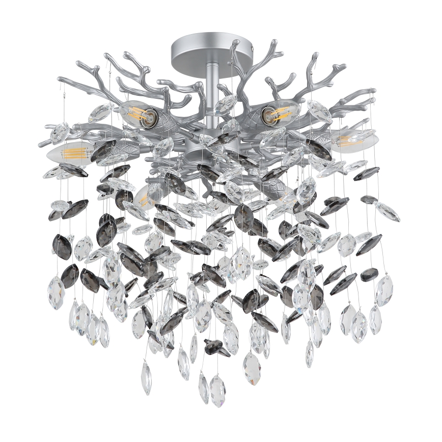 Globo - Lustr na tyči 6xE14/40W/230V stříbrná