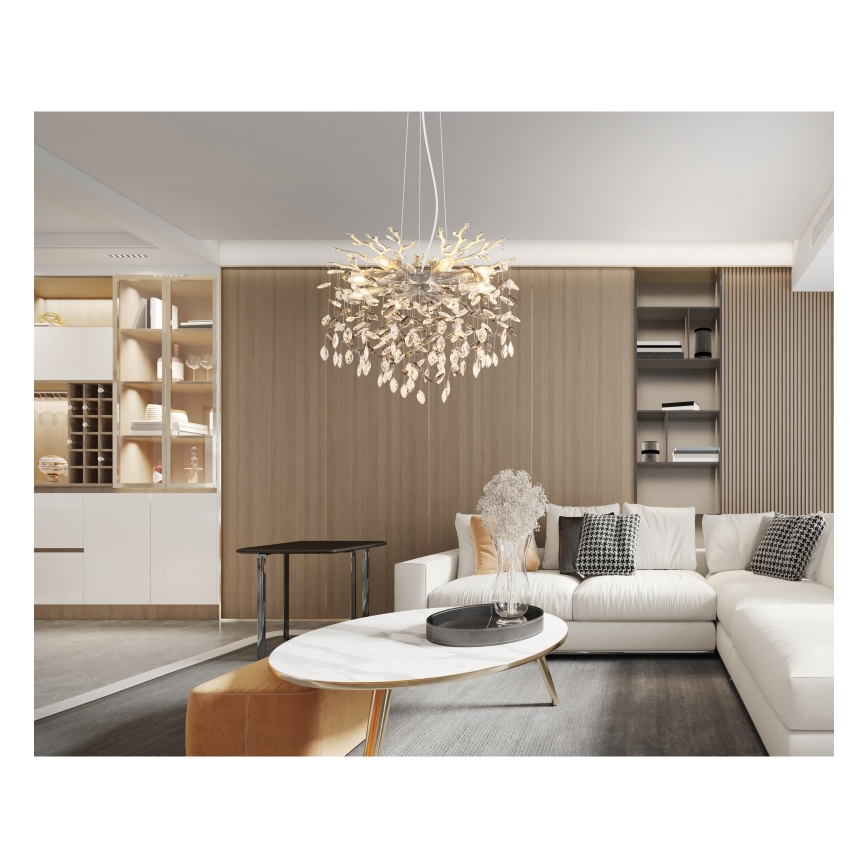 Globo - Lustr na lanku 8xE14/40W/230V stříbrná