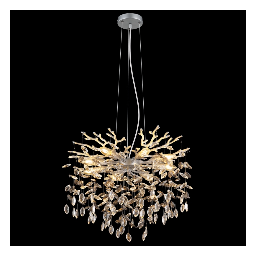 Globo - Lustr na lanku 8xE14/40W/230V stříbrná