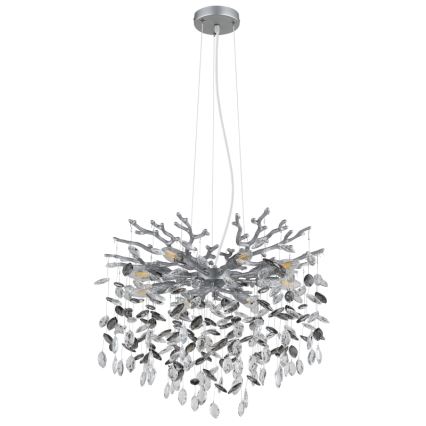 Globo - Lustr na lanku 8xE14/40W/230V stříbrná