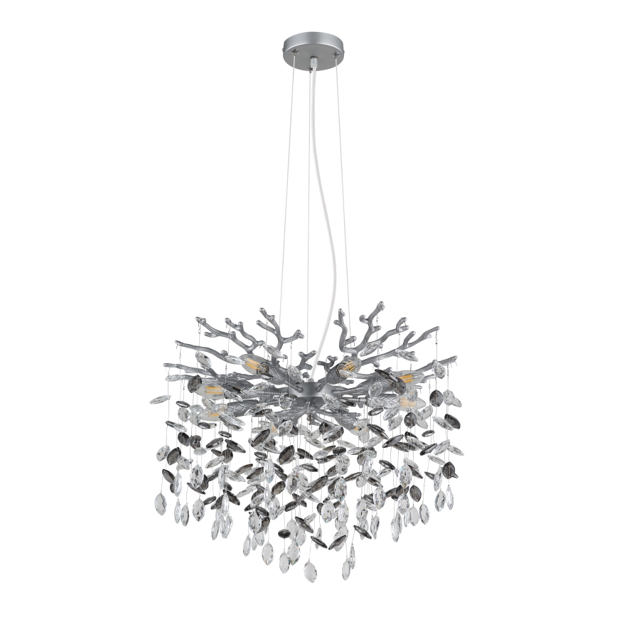 Globo - Lustr na lanku 8xE14/40W/230V stříbrná