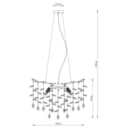Globo - Lustr na lanku 8xE14/40W/230V stříbrná