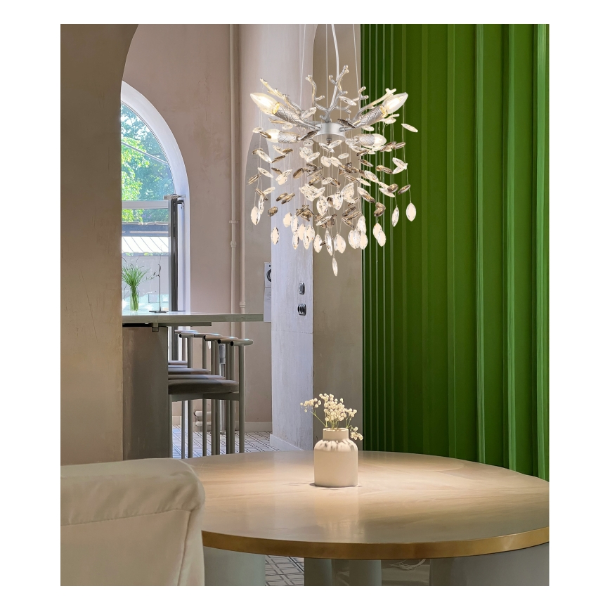 Globo - Lustr na lanku 4xE14/40W/230V stříbrná