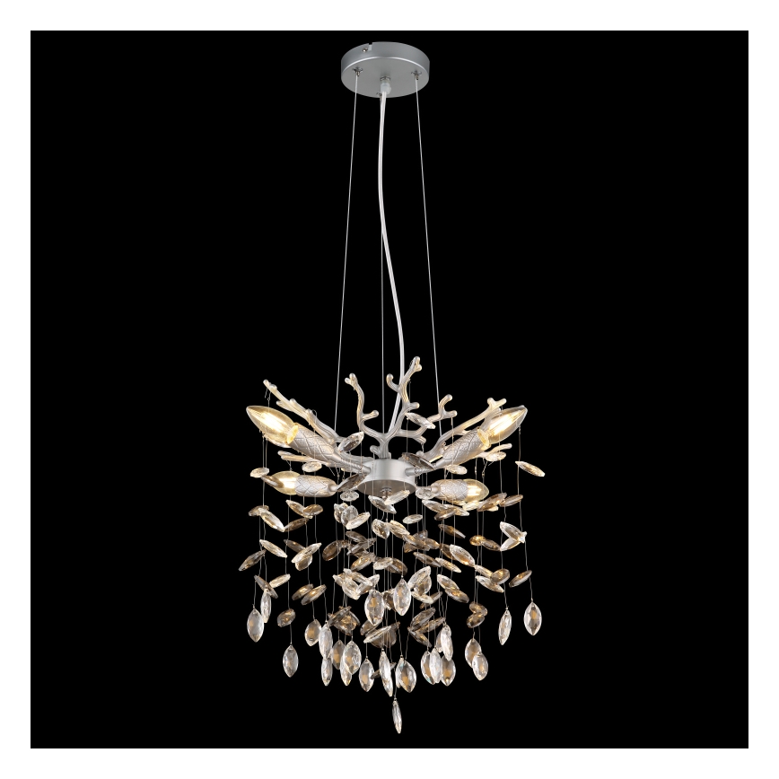 Globo - Lustr na lanku 4xE14/40W/230V stříbrná