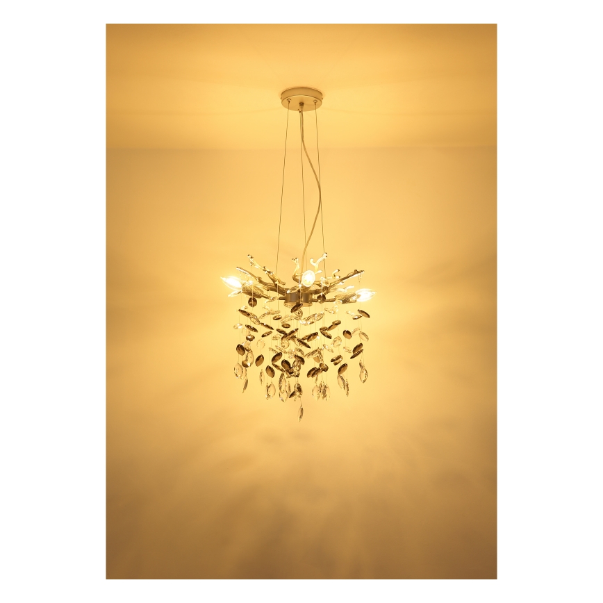 Globo - Lustr na lanku 4xE14/40W/230V stříbrná