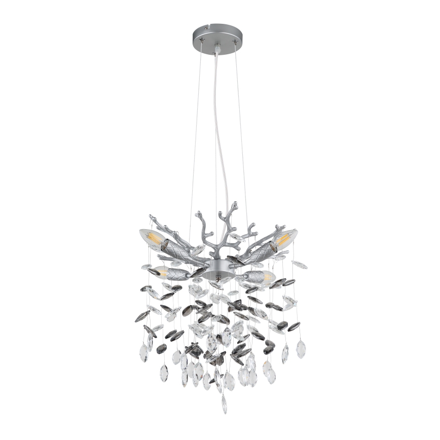 Globo - Lustr na lanku 4xE14/40W/230V stříbrná