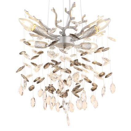 Globo - Lustr na lanku 4xE14/40W/230V stříbrná