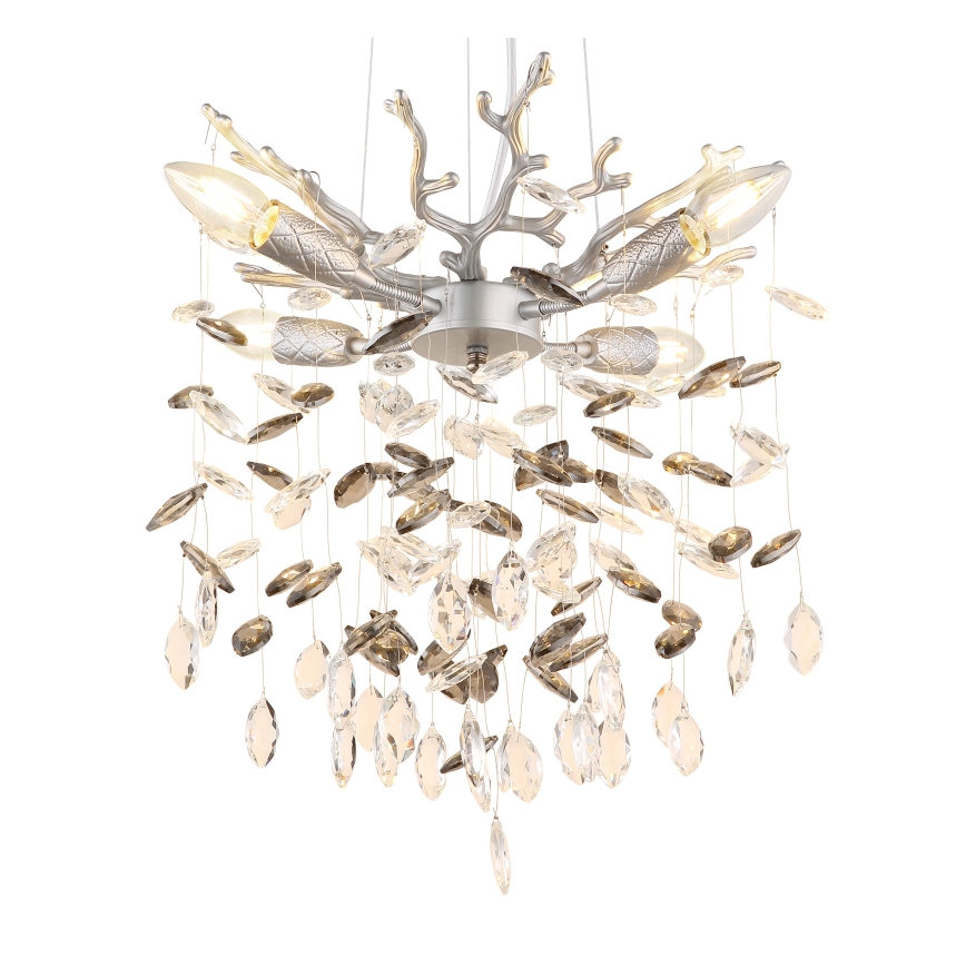 Globo - Lustr na lanku 4xE14/40W/230V stříbrná