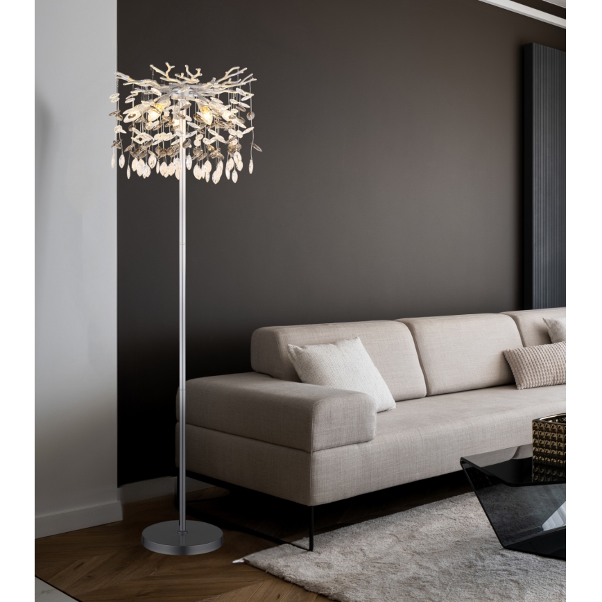 Globo - Stojací lampa 5xE14/40W/230V stříbrná