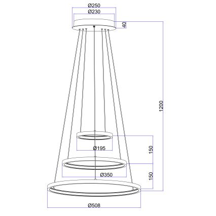 Globo - LED Stmívatelný lustr na lanku 3xLED/19W/230V