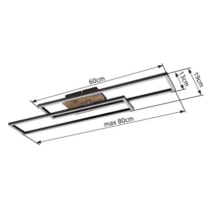 Globo - LED Stropní svítidlo LED/30W/230V 3000K 60x80 cm černá