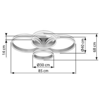 Globo - LED Stmívatelné stropní svítidlo LED/90W/230V 2700-6000K 68x85 cm + dálkové ovládání