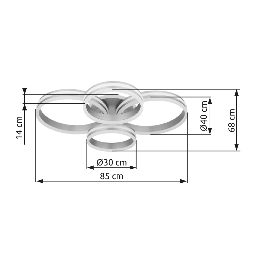Globo - LED Stmívatelné stropní svítidlo LED/90W/230V 2700-6000K 68x85 cm + dálkové ovládání