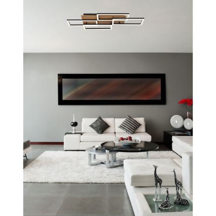 Globo - LED Stmívatelné stropní svítidlo LED/40W/230V 2700-6500K 32,5x87,5 cm hnědá/černá + dálkové ovládání