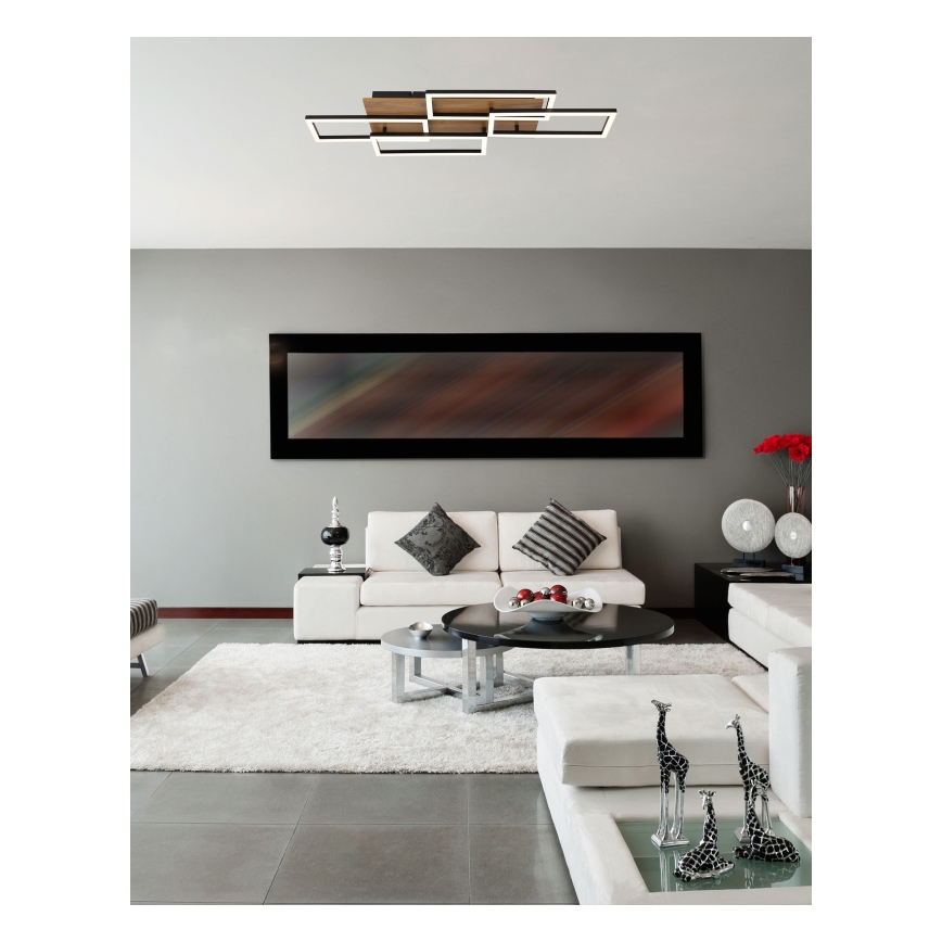 Globo - LED Stmívatelné stropní svítidlo LED/40W/230V 2700-6500K 32,5x87,5 cm hnědá/černá + dálkové ovládání