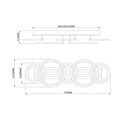 Globo - LED Stropní svítidlo LED/34W/230V 3000/4200/600K 25x74,5 cm