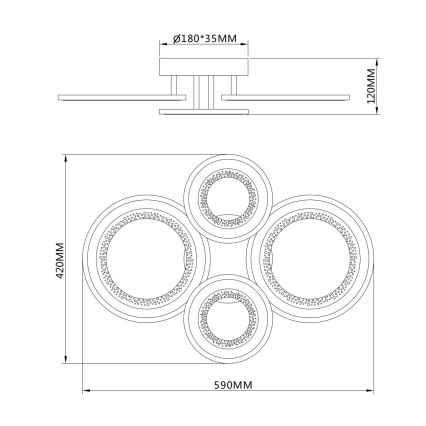 Globo - LED Stropní svítidlo LED/54W/230V 3000/4200/6000K 59x42 cm