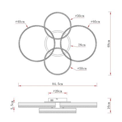 Globo - LED Stmívatelné stropní svítidlo LED/90W/230V 2700-6000K stříbrná + dálkové ovládání