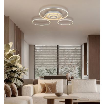 Globo - LED Stmívatelné stropní svítidlo LED/60W/230V 2700-6500K 80,8x99,2 cm stříbrná + dálkové ovládání