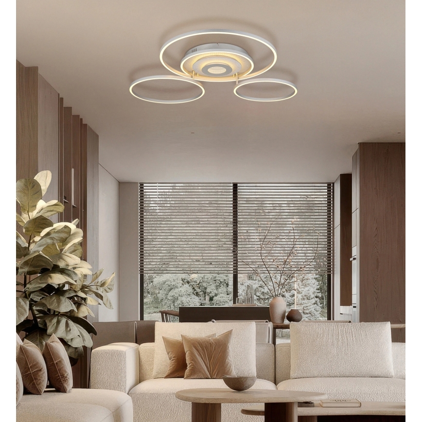 Globo - LED Stmívatelné stropní svítidlo LED/60W/230V 2700-6500K 80,8x99,2 cm stříbrná + dálkové ovládání