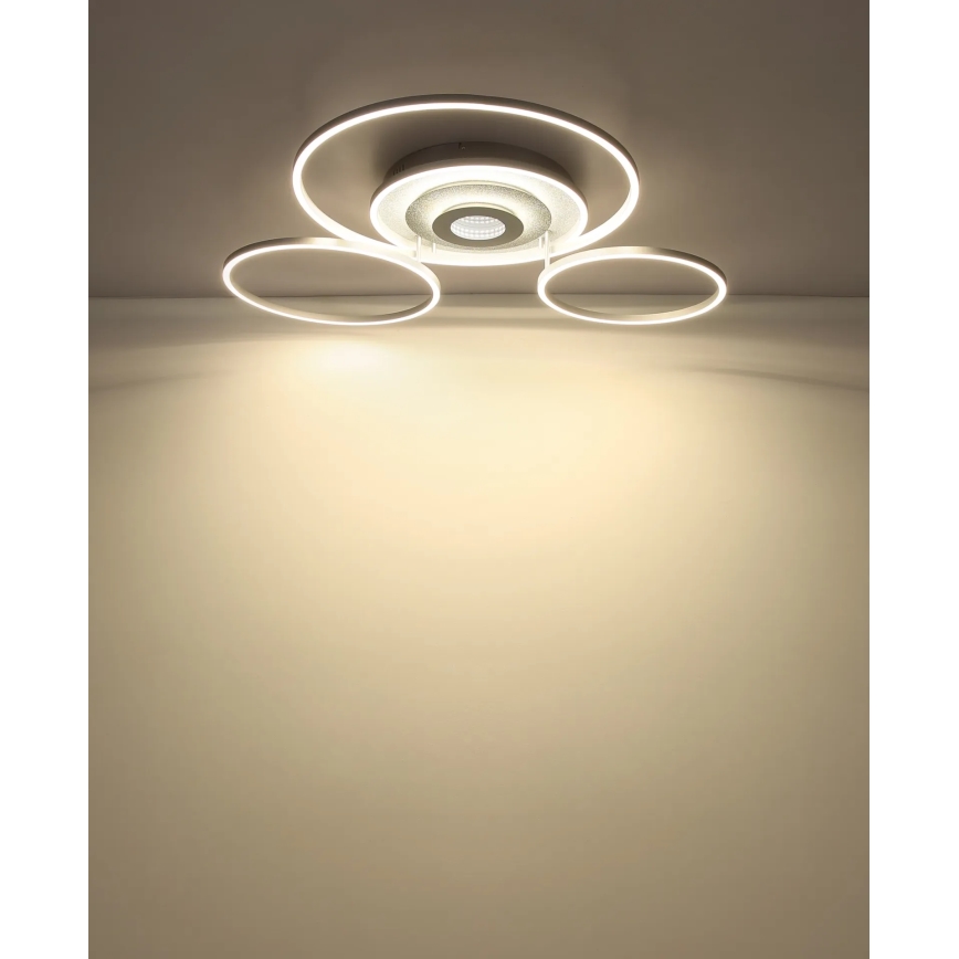 Globo - LED Stmívatelné stropní svítidlo LED/60W/230V 2700-6500K 80,8x99,2 cm stříbrná + dálkové ovládání