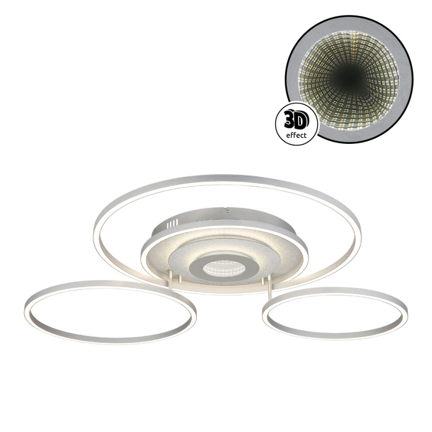 Globo - LED Stmívatelné stropní svítidlo LED/60W/230V 2700-6500K 80,8x99,2 cm stříbrná + dálkové ovládání