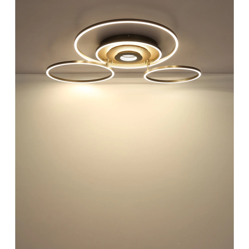 Globo - LED Stmívatelné stropní svítidlo LED/60W/230V 2700-6500K 80,8x99,2 cm mosaz + dálkové ovládání