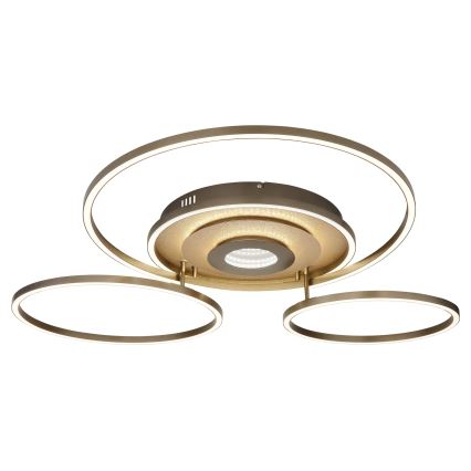 Globo - LED Stmívatelné stropní svítidlo LED/60W/230V 2700-6500K 80,8x99,2 cm mosaz + dálkové ovládání