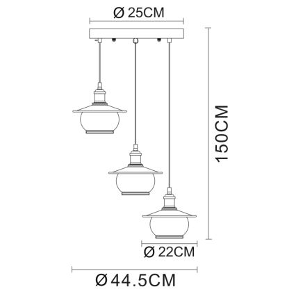 Globo - Závěsné svítidlo 3xE27/60W/230V