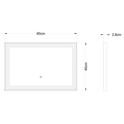 Globo - LED Stmívatelné nástěnné zrcadlo s podsvícením LED/10W/230V 2700/4000/6500K 60x40 cm