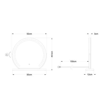 Globo - LED Stmívatelné nástěnné zrcadlo s podsvícením LED/10W/230V 2700/4000/6500K 12x48,5 cm