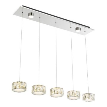 Globo - LED Lustr na lanku LED/52W/230V 4000K lesklý chrom/čirá