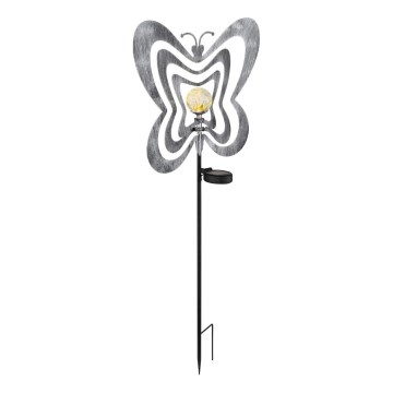 Globo - LED Solární svítidlo LED/3V IP44 300 mAh stříbrný motýl