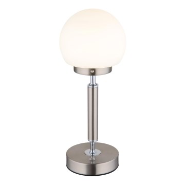 Globo - LED Stmívatelná nabíjecí dotyková stolní lampa LED/2,5W/5V 1800 mAh 2700/4000/6500K matný chrom