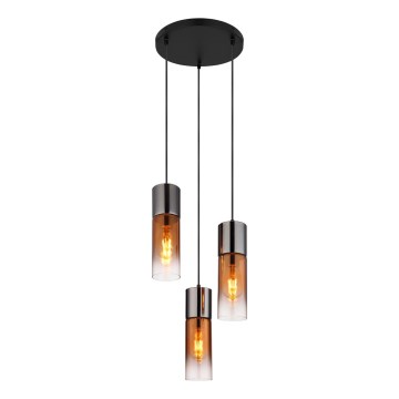 Globo - Lustr na lanku 3xE27/25W/230V černá/měděná