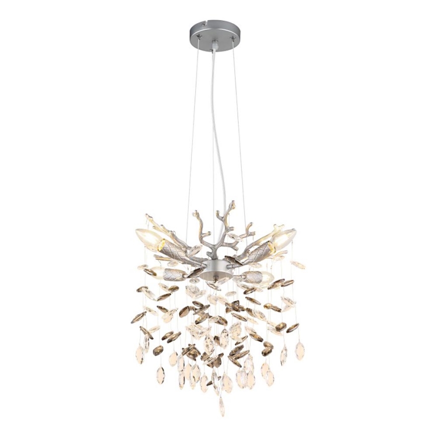 Globo - Lustr na lanku 4xE14/40W/230V stříbrná