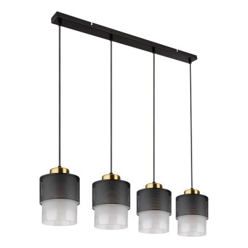 Globo - Lustr na lanku 4xE27/60W/230V černá/zlatá