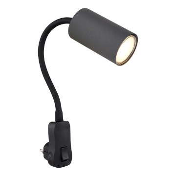 Globo - Nástěnné bodové svítidlo do zásuvky 1xGU10/35W/230V šedá