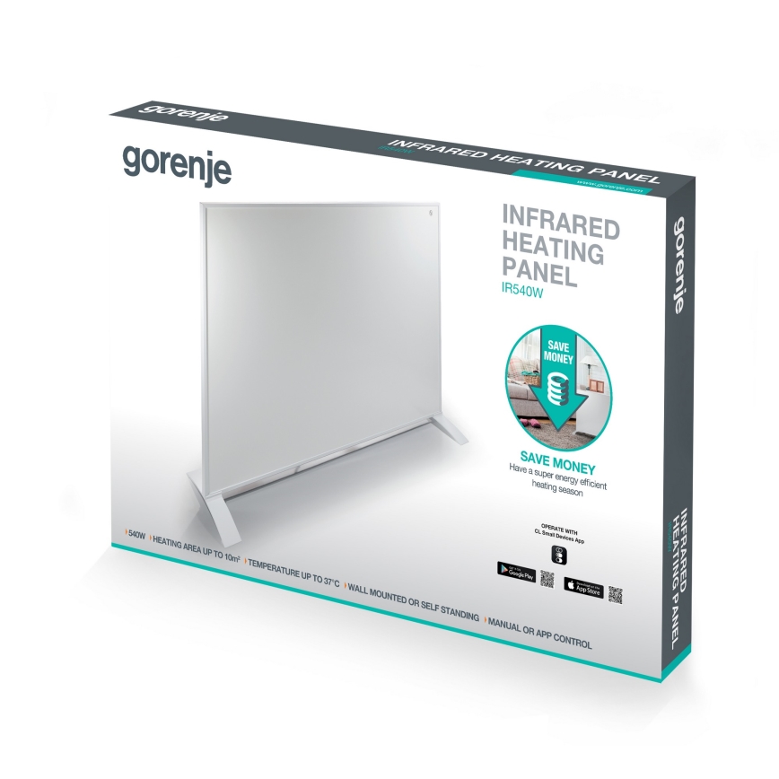 GORENJE IR540W - Chytrý elektrický infrapanel 540W časovač IP44 Wi-Fi bílá