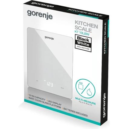 GORENJE KT10LBW - Digitální kuchyňská váha 3xAAA bílá