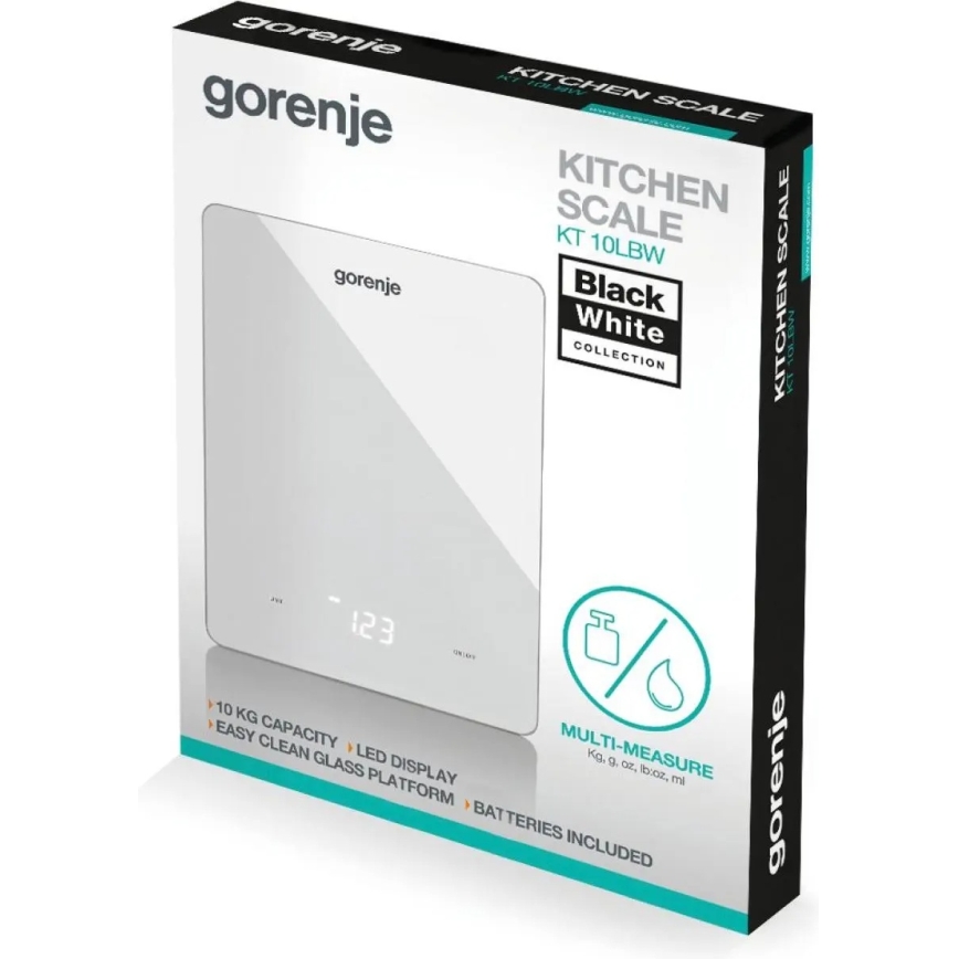 GORENJE KT10LBW - Digitální kuchyňská váha 3xAAA bílá