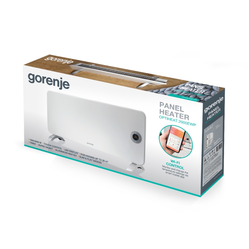 GORENJE OPTIHEAT 2000EWP - Chytrý elektrický přímotop/konvektor 2000W Wi-Fi bílá