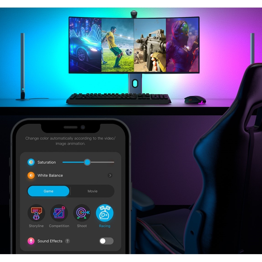 Govee - Dreamview G1 Smart LED RGBIC podsvícení monitoru 27-34" Wi-Fi