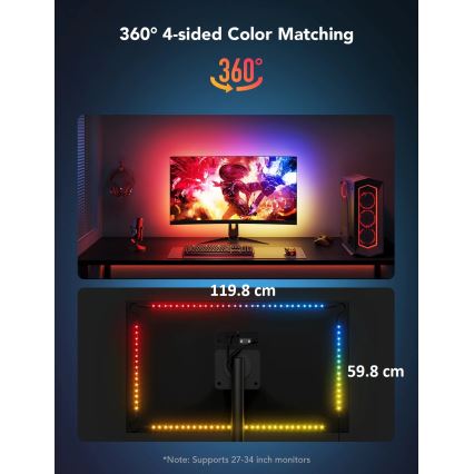 Govee - Dreamview G1 Smart LED RGBIC podsvícení monitoru 27-34" Wi-Fi