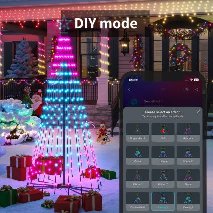 Govee - LED RGBIC Vánoční stromeček s hvězdou LED/15W/230V IP65 1,8m Matter Wi-Fi