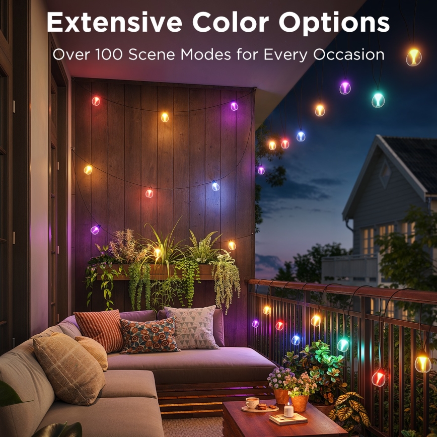 Govee - LED RGBICW Stmívatelný venkovní dekorační řetěz LED/24W/230V IP67 2700-6500K Wi-Fi