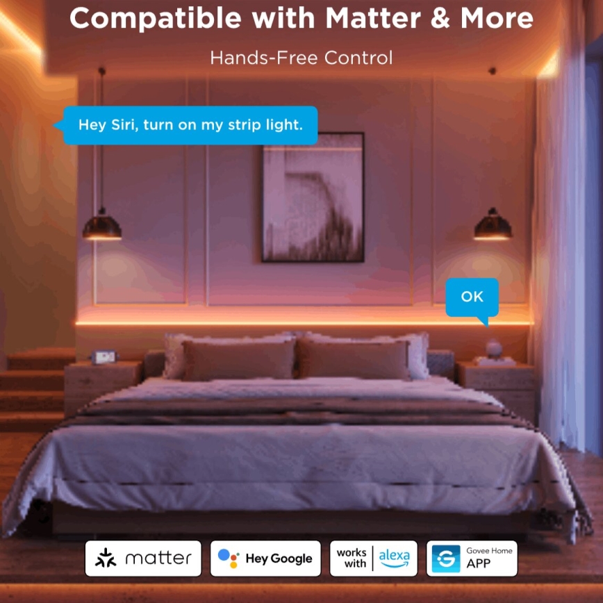 Govee - LED RGBICW Stmívatelný pásek COB 3780 diod 3m Wi-Fi Matter