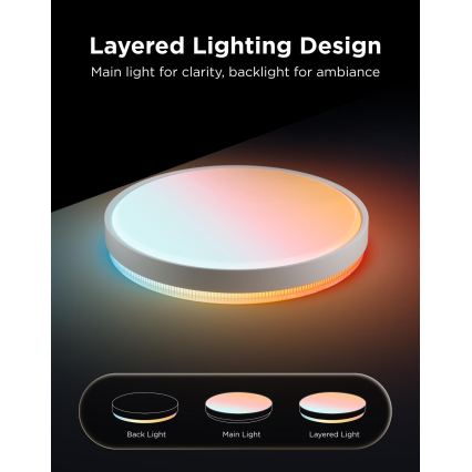Govee - LED RGBICWW Stmívatelné stropní svítidlo LED/55W/230V pr. 46 cm Matter Wi-Fi